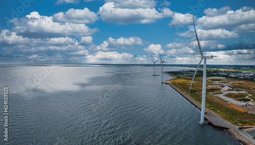 Photography Aerial view of the wind turbines