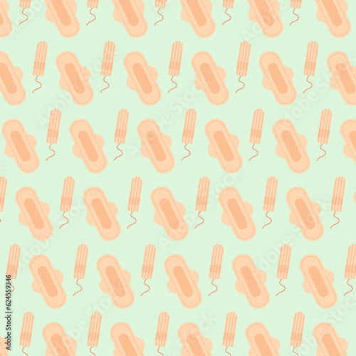Pattern In Pastel Colors With Menstrual Pads And Tampons. Vector Illustration In Flat Style