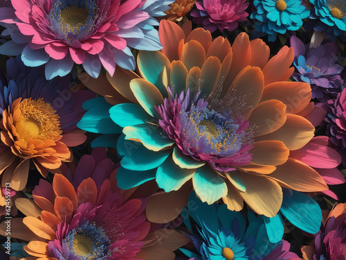 A floral pattern with rainbow colors - AI Generative