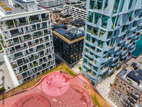 Canvas Print Aerial panorama of Indre Osterbro, Nordhavnen districts