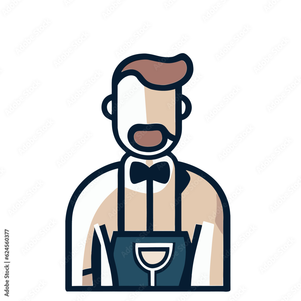 Vector of a Male Waiter Waitress, Professional Waiter Waitress Graphic for Restaurant and Service
