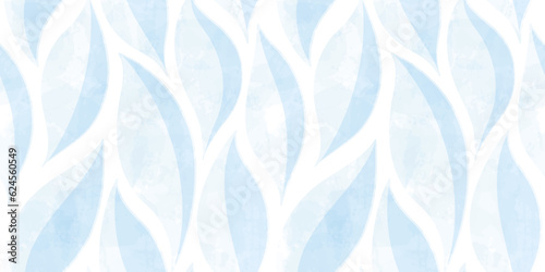 Watercolor leafs seamless pattern. Vector leave tie dye print. Blue transparent brush stain texture.