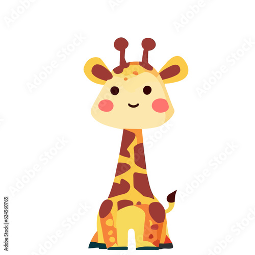 Cute Giraffe Vector Illustration, Lovely Giraffe Character Design for Zoo and Safari Projects