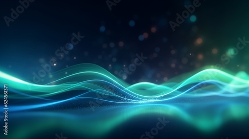 abstract futuristic background portal tunnel with pink blue and green glowing neon moving high speed wave lines and glare lights. Data transfer concept Science style wallpaper 