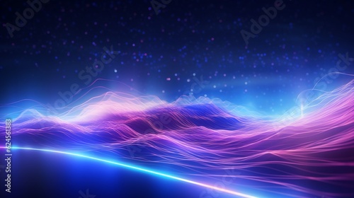 Abstract futuristic background with pink blue glowing neon moving high speed wave lines and lights. Data transfer concept Fantastic wallpaper design.