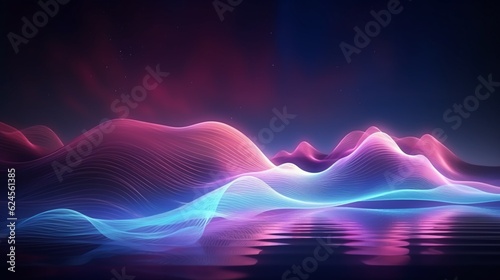 Abstract futuristic background with pink blue glowing neon moving high speed wave lines and lights. Data transfer concept Fantastic wallpaper design.