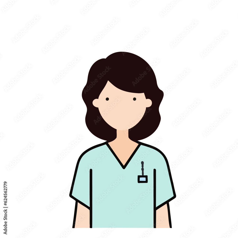 Vector of a Female Nurse, Friendly Female Nurse Graphic Vector of a Female Nurse, Friendly Female Nurse Graphic