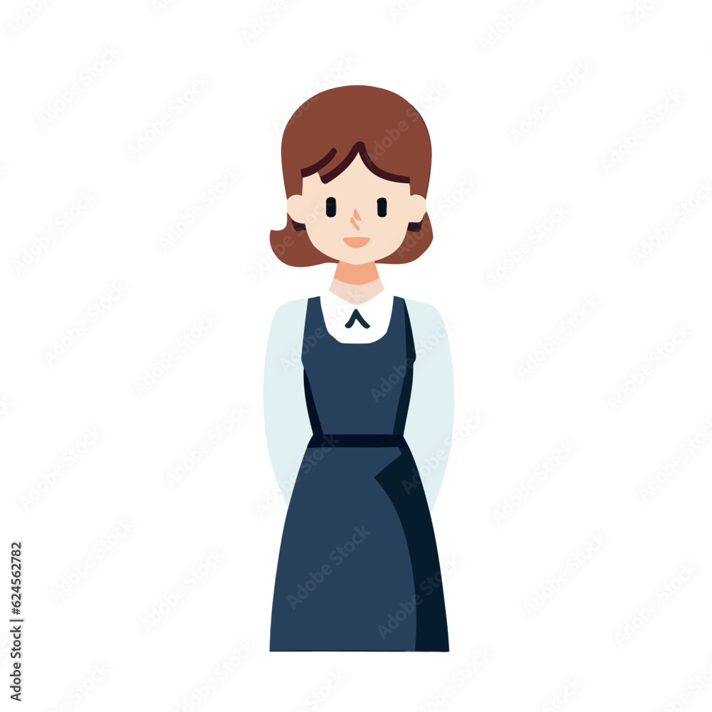 Vector of a Female Waitress, Simple Vector Graphic for Hospitality Designs