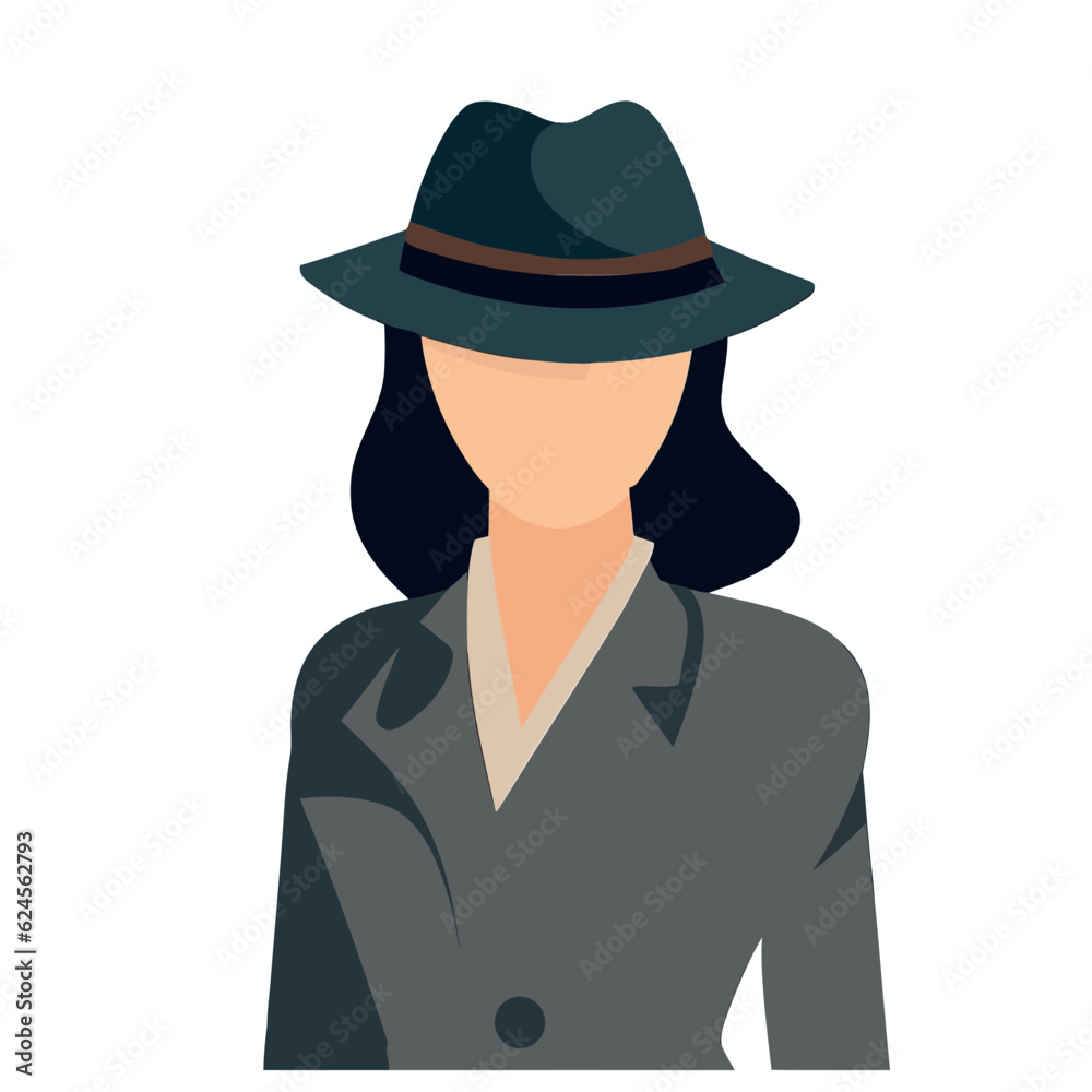 Vector of a Female Detective, Simple Vector Illustration for Investigative and Mystery Projects Vector of a Female Detective, Simple Vector Illustration for Investigative and Mystery Projects