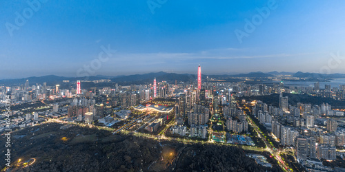 Shenzhen Futian CBD Central Axis City Skyline Aerial Photography Scenery © WU