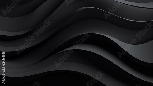 Abstract pure black background with flowing wavy shapes