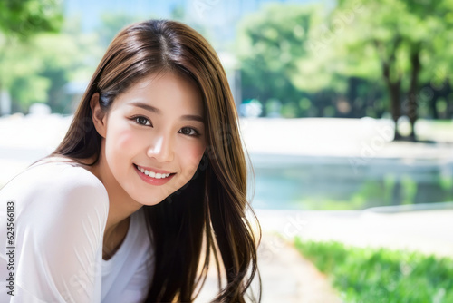 Free Download 夏に公園デートを楽しむ笑顔の日本人女性(美人モデル) - GFXLoad