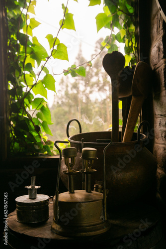 Window of a country kitchen in the Ecuadorian highlands