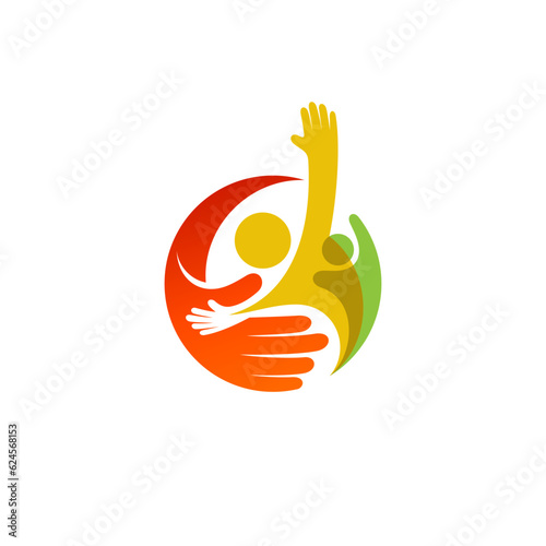 Social logo, people care design community, hand care logos