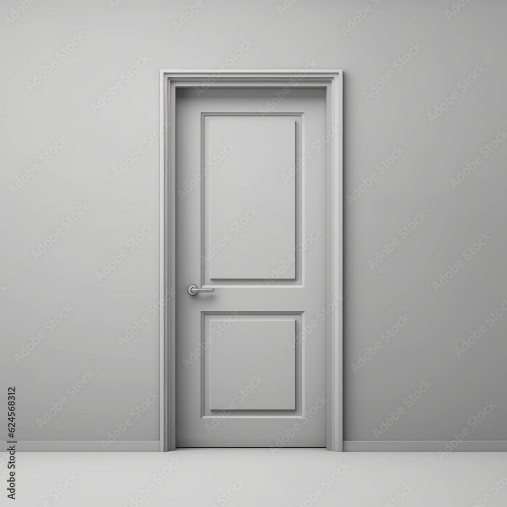 Closed door at house cartoon illustration, AI Generated Closed door at house cartoon illustration, AI Generated