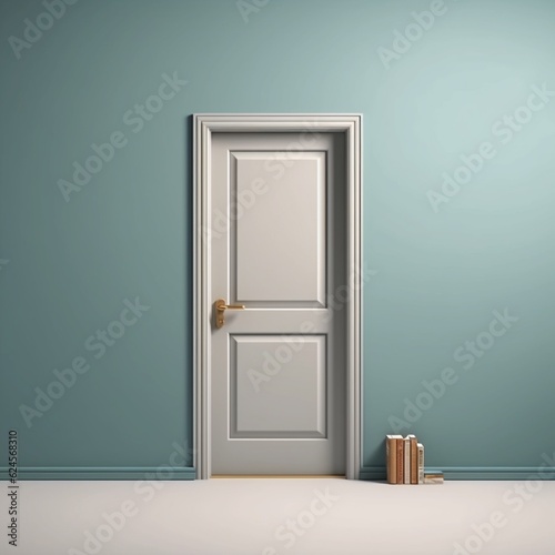 Closed door at house cartoon illustration  AI Generated