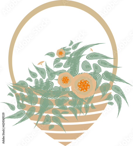 Stylized planter with flowers for design.