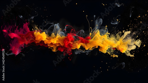 Explosive Color Splash: Red, Yellow, and Grey in Action,  Generative AI © Marc