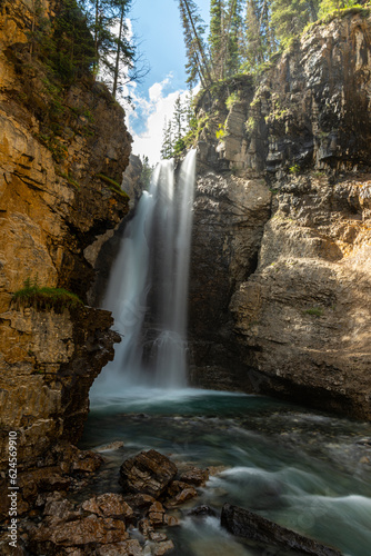 Summer time scenes in Banff National Park with Johnston Canyon in view. Nature  beautiful tourism view. 