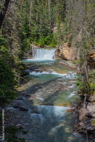 Summer time scenes in Banff National Park with Johnston Canyon in view. Nature, beautiful tourism view. 