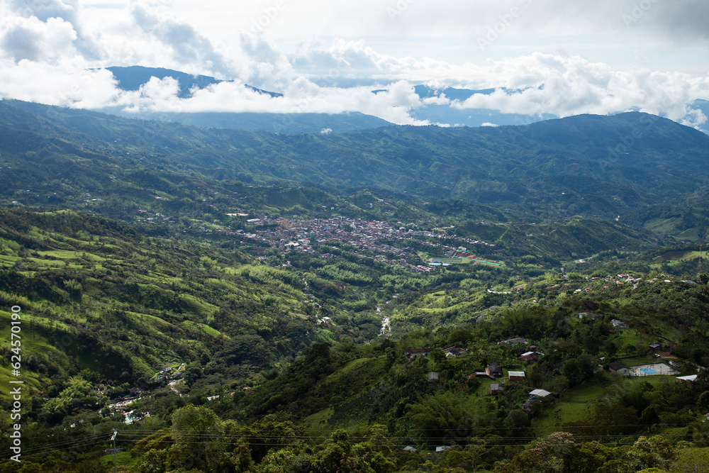 Mountainous landscape of eastern Antioquia - Mountains, blue sky and trees - Cocorná, Antioquia - Colombia