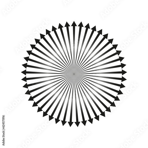 Divergent arrows outward. radial element. Arrows from center out. Vector illustration. EPS 10.