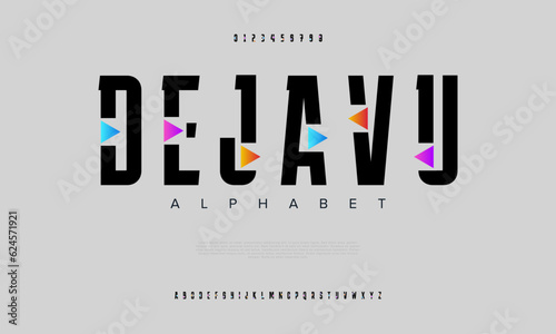 Dejavu creative modern urban alphabet font. Digital abstract moslem, futuristic, fashion, sport, minimal technology typography. Simple numeric vector illustration