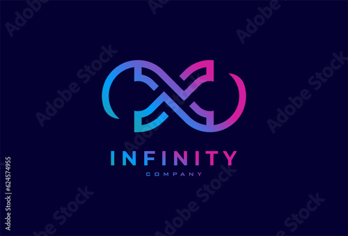 Infinity Logo Design. letter X with infinity combination, usable for technology, brand and company logos, vector illustration