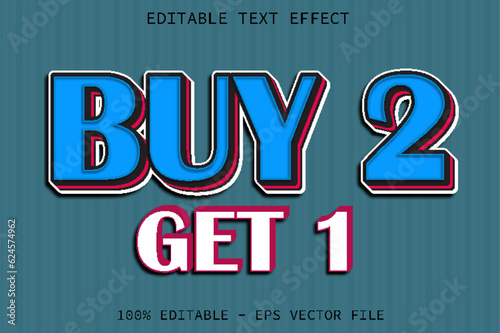 Buy Two Get One Editable Text Effect Cartoon Style