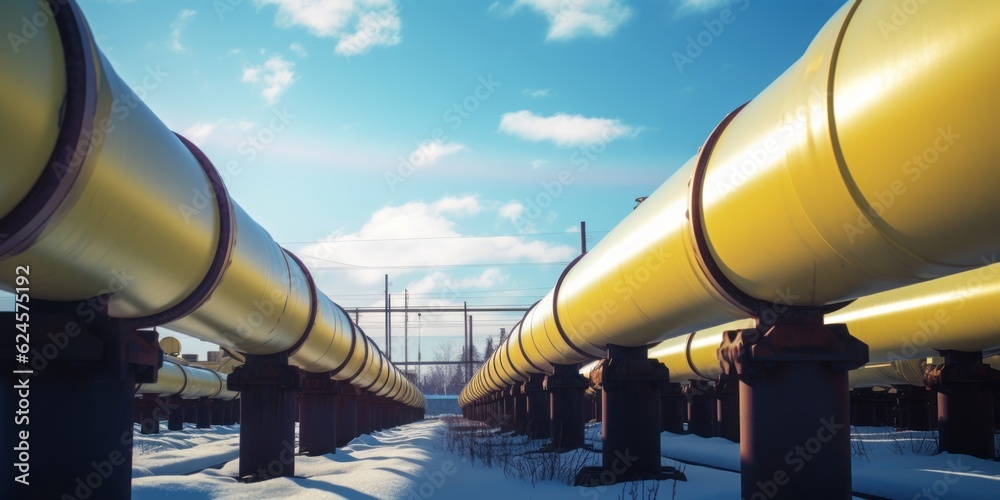 pipes of a refinery, Precisionist Style Reveals the Interconnectedness of Pipeline Systems in Yellow and Green pipes of a refinery, Precisionist Style Reveals the Interconnectedness of Pipeline Systems in Yellow and Green