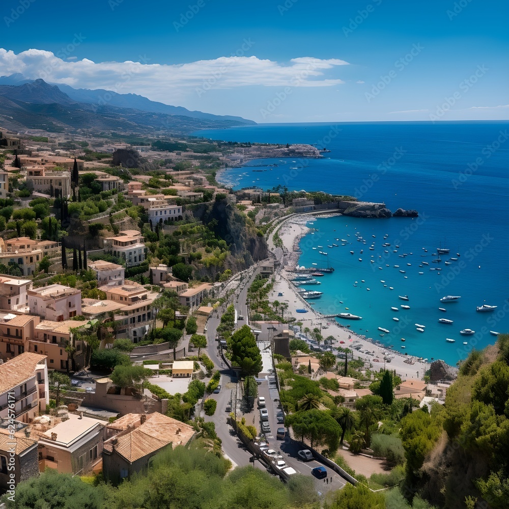 Fototapeta premium A Breathtaking Overhead View of Sicily's Coastal Gem