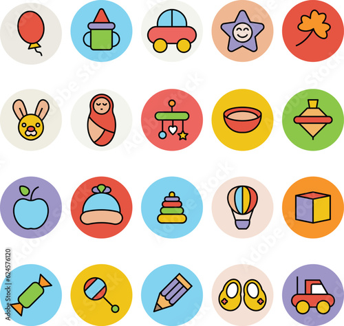 Baby Accessories Flat Icons Collection

