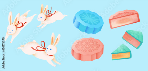 Jade rabbit and mooncake set