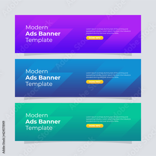 Banner template design. Entire colors gradient banner for the website. Modern ads banner.