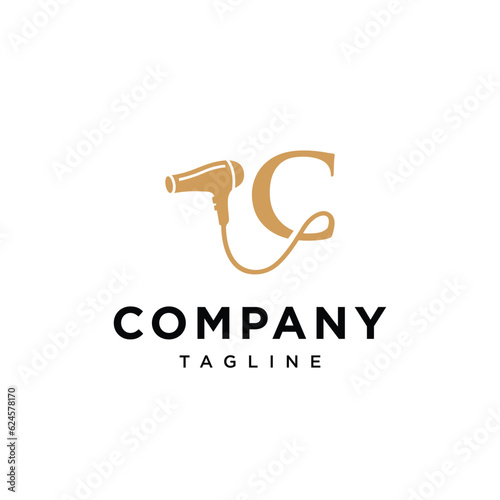 
Letter C Hair Dryer Salon beauty logo vector icon template.eps