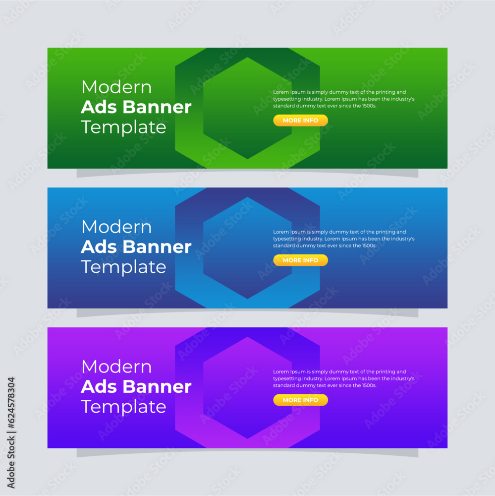 Obraz premium Banner template design. Entire colors gradient banner for the website. Modern ads banner.