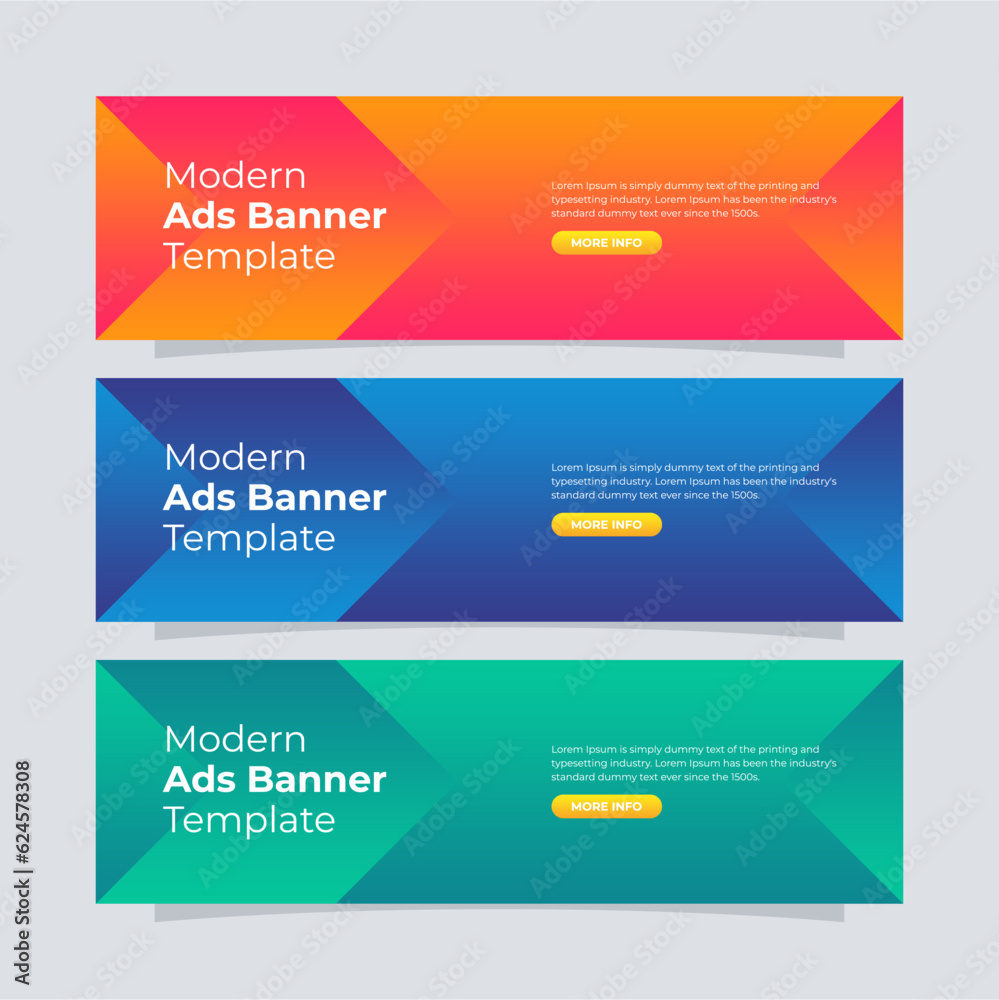 Fototapeta premium Banner template design. Entire colors gradient banner for the website. Modern ads banner.