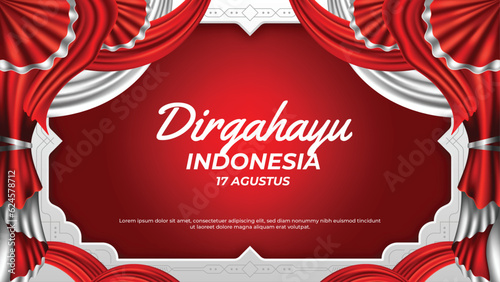 Realistic Curtain in Indonesia Independence Day Background photo