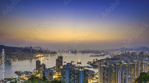 city skyline at sunset