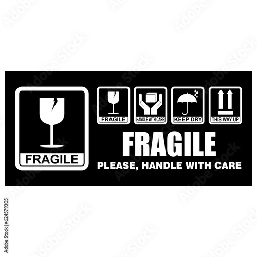 Fragile, handle with care, sticker vector