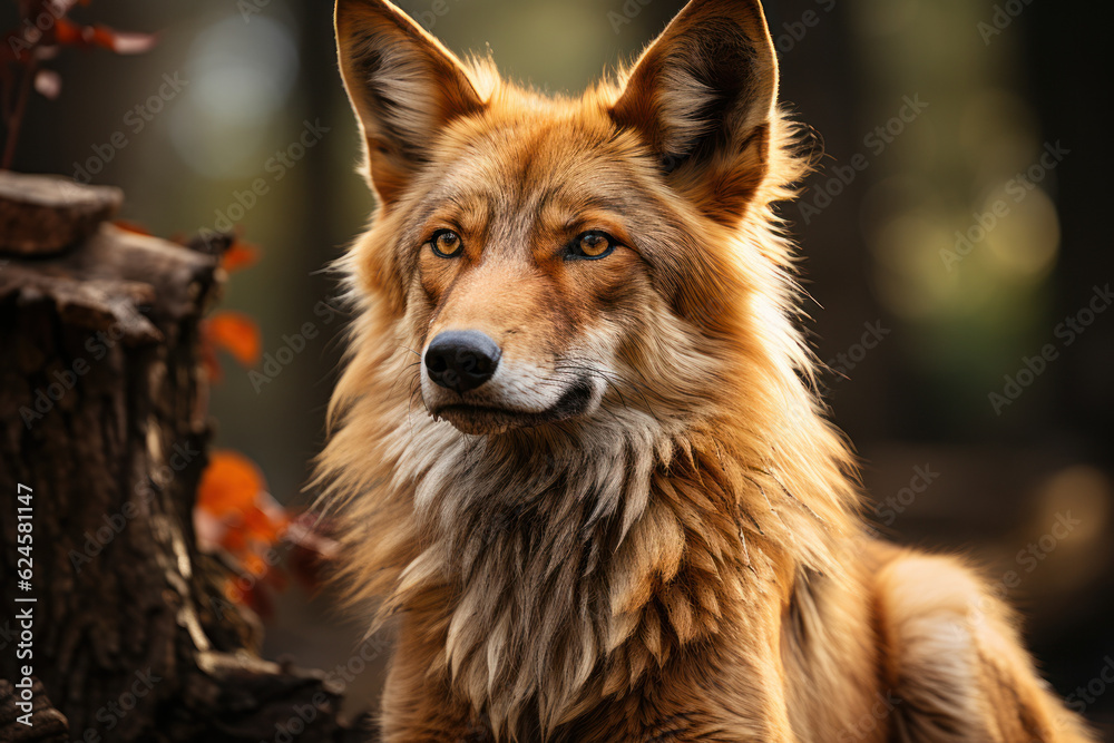 Serenade of the Sun: The Majestic Guará Wolf Roams the Sunlit Fields. Generative AI Serenade of the Sun: The Majestic Guará Wolf Roams the Sunlit Fields. Generative AI