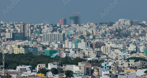 Skyline of Hyderabad city, is the fourth most populous city and sixth most populous urban agglomeration in India. photo