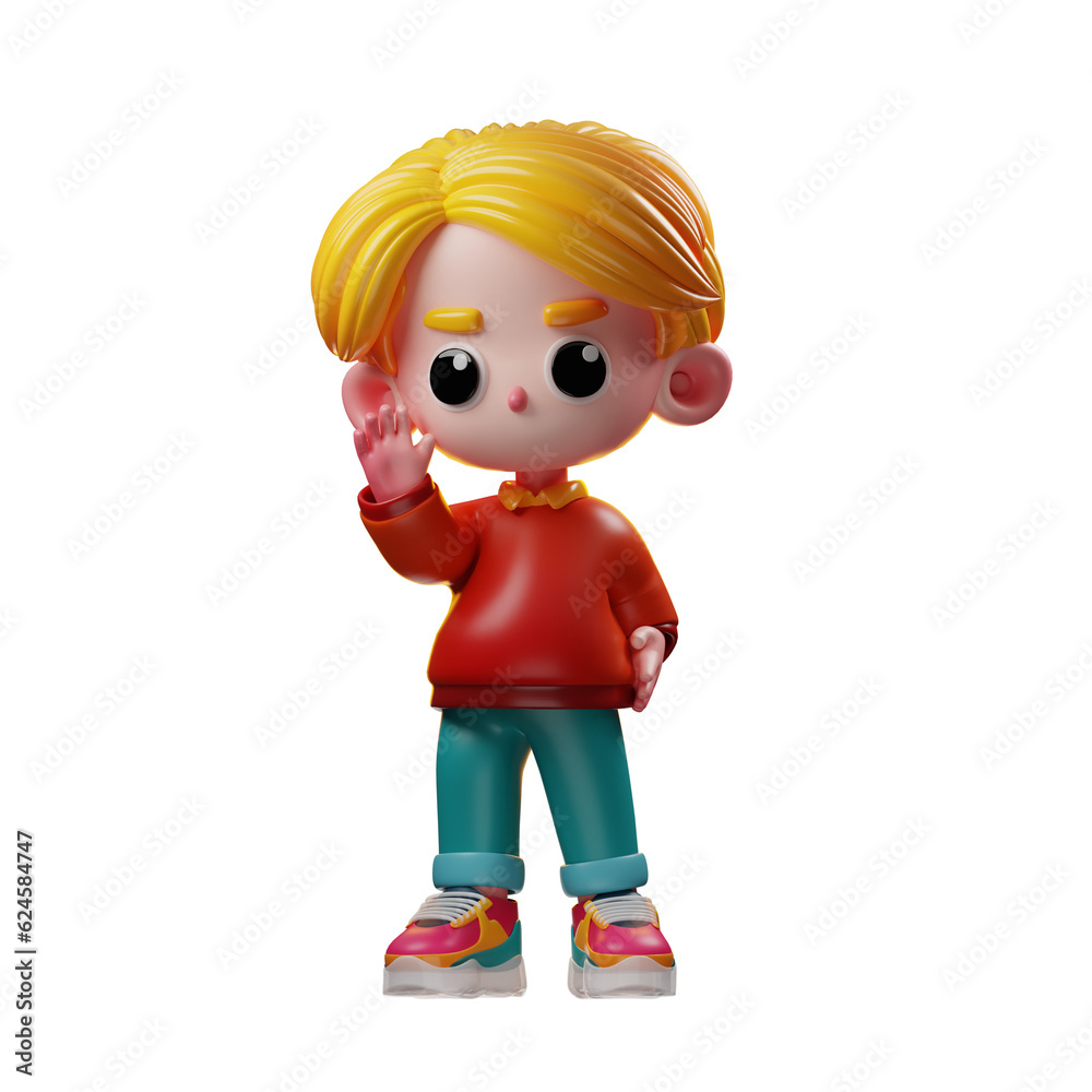 Stylish 3D Cartoon Illustration Showing A Man In A Pose Wearing Blue Jeans, An Orange Hoodie, And A Sneaker. Stylish 3D Cartoon Illustration Showing A Man In A Pose Wearing Blue Jeans, An Orange Hoodie, And A Sneaker.