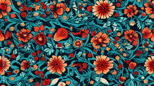 pattern with flower elements in ethnic styles from various culture
