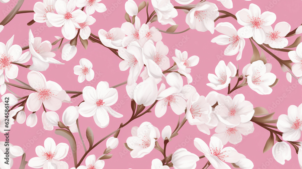 pattern cherry blossoms pink and white