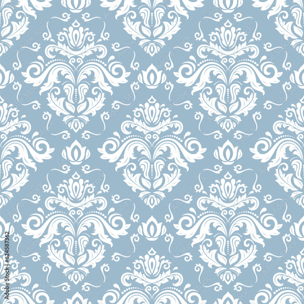 Classic seamless vector pattern. Damask orient blue and white ornament. Classic vintage background. Orient pattern for fabric, wallpapers and packaging