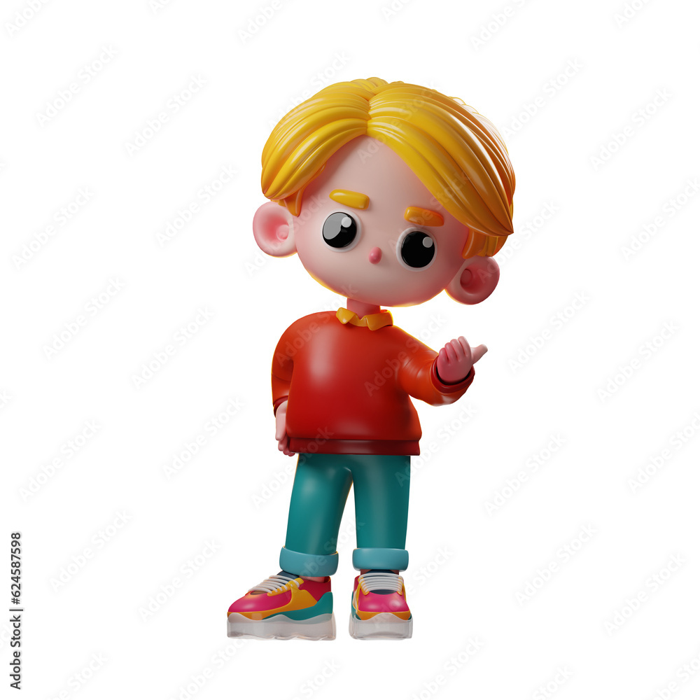 Stylish 3D Cartoon Illustration Showing A Man In A Pose Wearing Blue Jeans, An Orange Hoodie, And A Sneaker. Stylish 3D Cartoon Illustration Showing A Man In A Pose Wearing Blue Jeans, An Orange Hoodie, And A Sneaker.