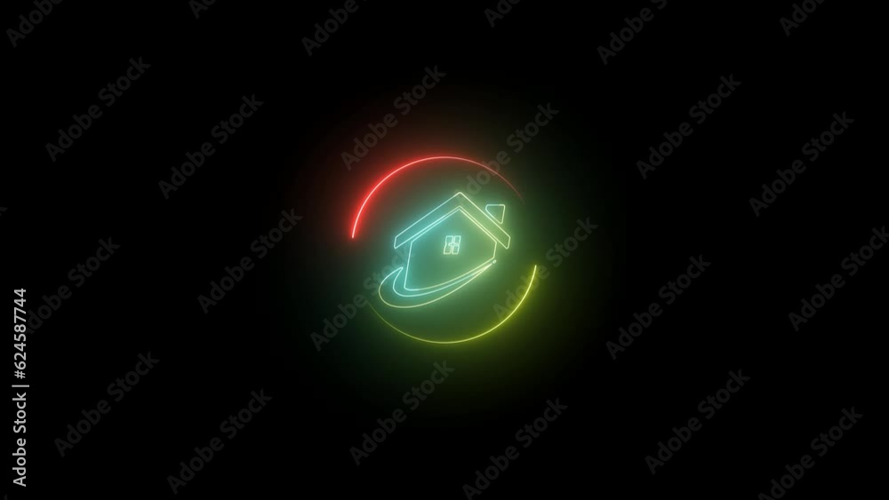 House bright icon animation . circle rotation 4k motion background. House bright icon animation . circle rotation 4k motion background.