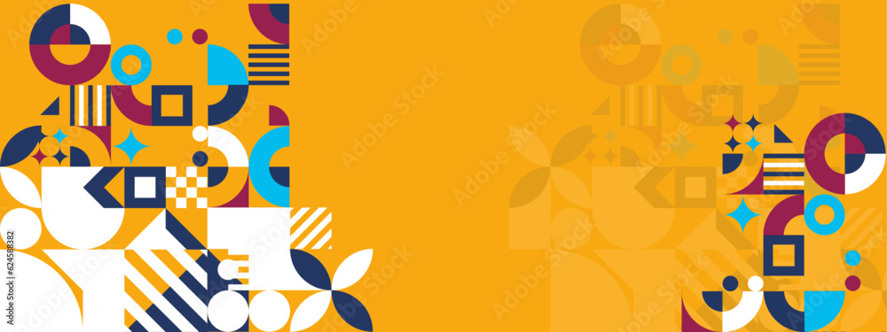 Flat colorful mosaic pattern design banner background