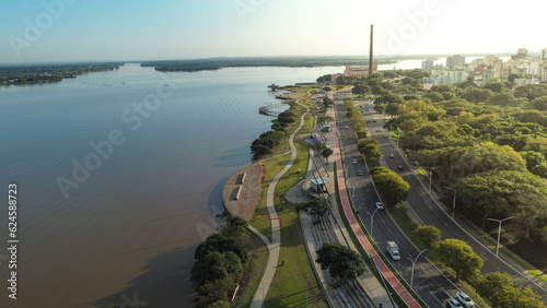 Vista aérea Orla do Guaíba em Porto Alegre no Rio Grande do Sul